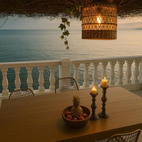 Natural landscape, Balcony/Terrace, Dining area, Sea view