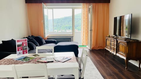 Communal lounge/ TV room, Natural landscape, TV and multimedia, Living room, Seating area, Evening entertainment, Mountain view