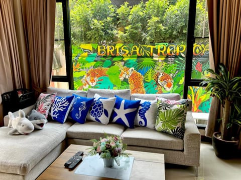 Living room, Seating area, Garden view