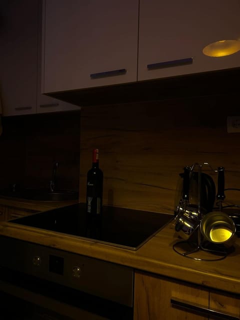 Kitchen or kitchenette, stove