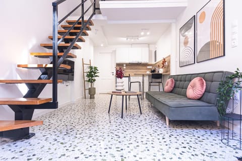 Kitchen or kitchenette, Living room, Seating area
