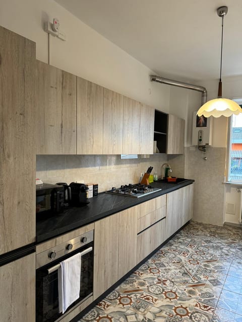 Kitchen or kitchenette, dishwasher, oven, stove