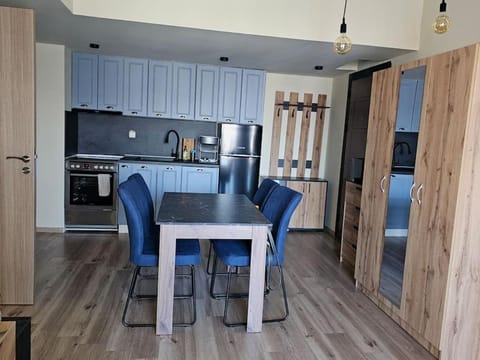 Kitchen or kitchenette, Living room, Dining area, stove