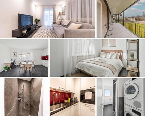 Bed, Seating area, Bedroom, washing machine, kitchen