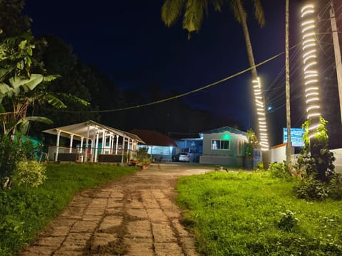 Property building, Night, Garden, Garden view