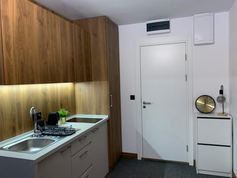 Kitchen or kitchenette, stove, wardrobe