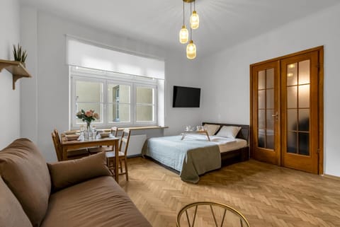 Bed, TV and multimedia, Living room, Photo of the whole room, Seating area, Dining area, Bedroom