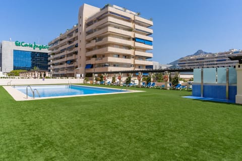 Property building, Living room, Swimming pool