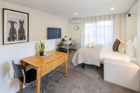 Bed, Living room, Dining area