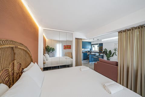 Bed, Living room, Seating area, Bedroom