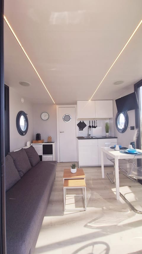 Kitchen or kitchenette, Living room, Seating area, Dining area