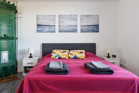 Bed, Bedroom, fireplace, fireplace, towels, towels