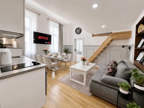 Living room, kitchen