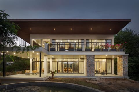 Property building, Patio, Night, Garden, Garden view