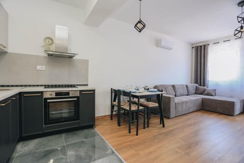 Kitchen or kitchenette, Living room, Seating area, Dining area, stove