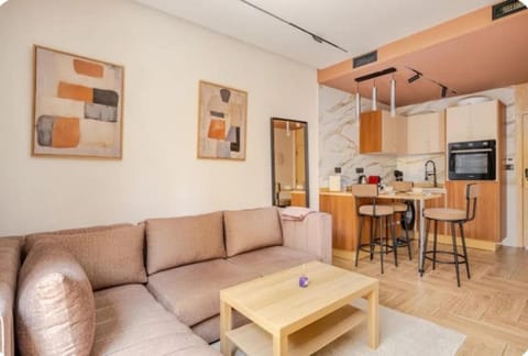 Kitchen or kitchenette, Living room, Seating area, oven