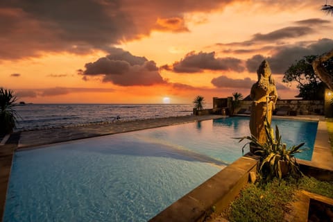 Pool view, Sea view, Swimming pool, Sunset