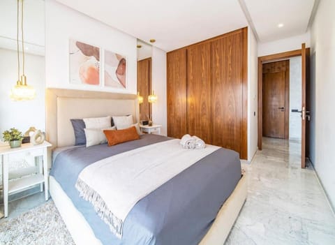 Bed, wardrobe