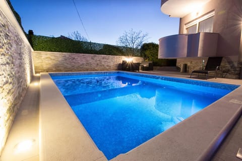 Night, Swimming pool, Sunset