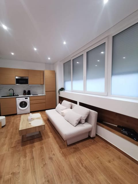 Kitchen or kitchenette, Living room, Seating area, oven, stove