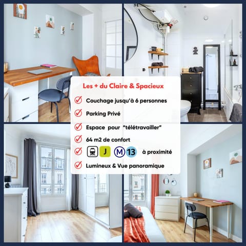 Le Clair & Spacieux - Parking - 15 min Paris Apartment in Île-de-France