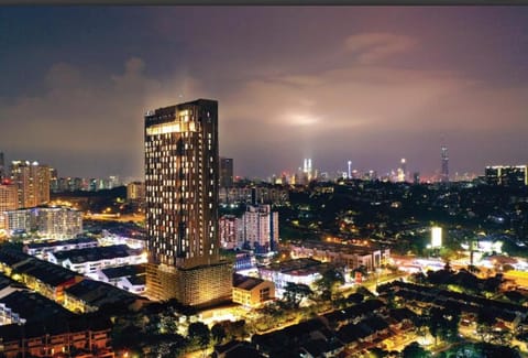 Property building, Night, Bird's eye view, City view