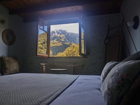 Bed, Natural landscape, Bedroom, Mountain view