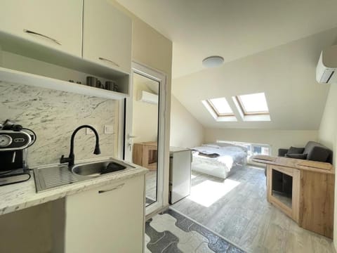 Bed, Kitchen or kitchenette, Living room, Photo of the whole room, Seating area, Bedroom