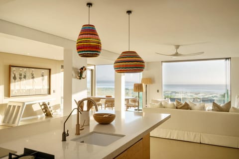 Kitchen or kitchenette, Living room, Dining area, Sea view