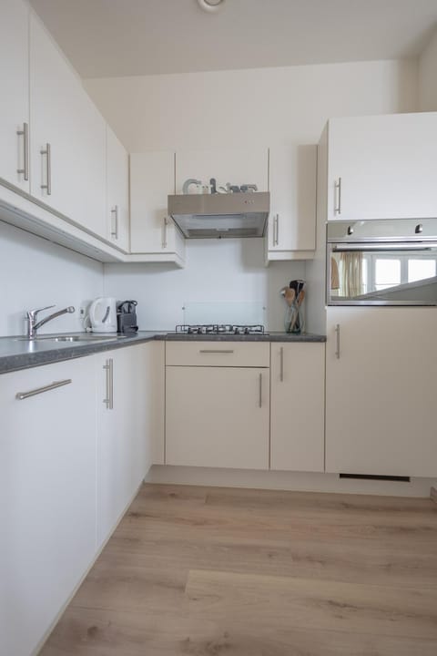 Kitchen or kitchenette, dishwasher, stove