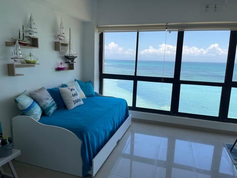 Bed, Sea view