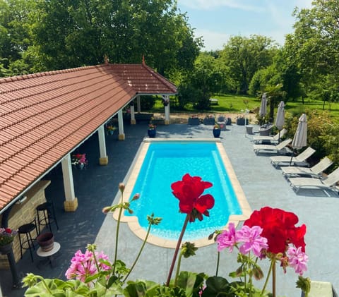 Property building, Living room, Swimming pool