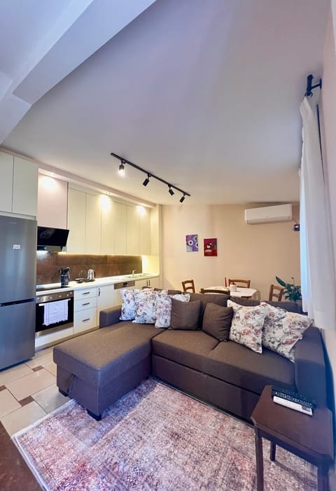 Kitchen or kitchenette, Living room, Seating area, oven