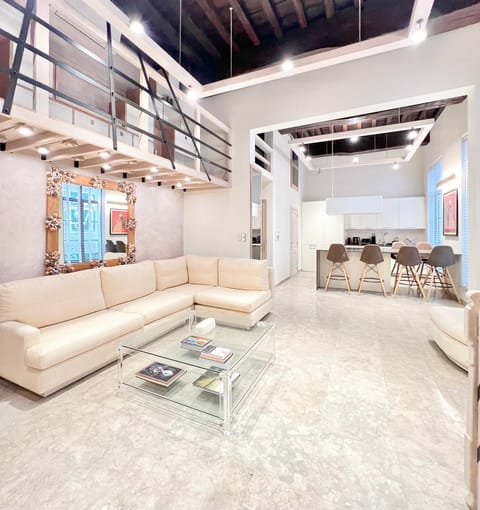 Living room, kitchen