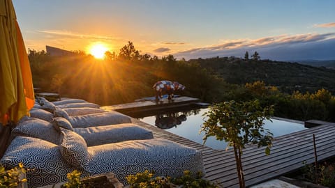 Natural landscape, Mountain view, Pool view, Swimming pool, Sunrise