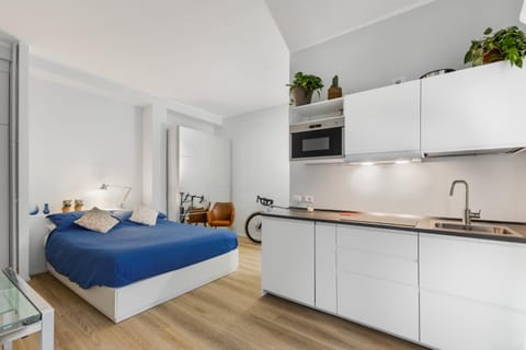 Bed, Kitchen or kitchenette, Photo of the whole room, Bedroom