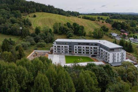 Property building, Natural landscape, Bird's eye view, Mountain view