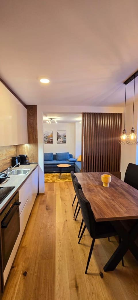 Kitchen or kitchenette, Living room, Dining area, stove