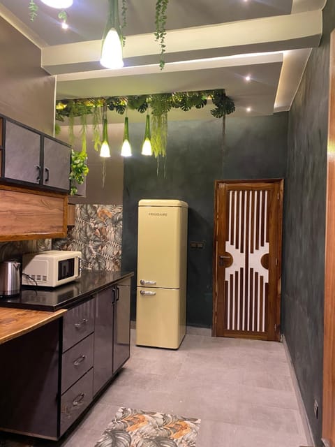 Kitchen or kitchenette, stove