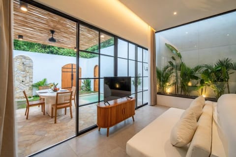 Seating area, Bedroom, Garden view, Pool view