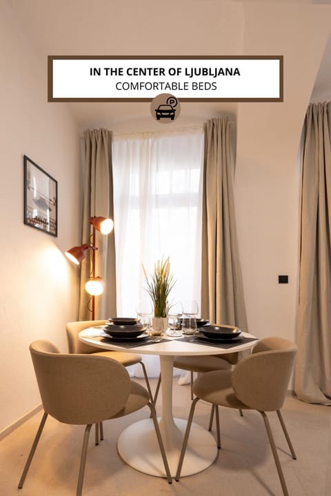 Dining area, Text overlay