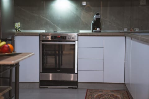 Kitchen or kitchenette, oven, stove