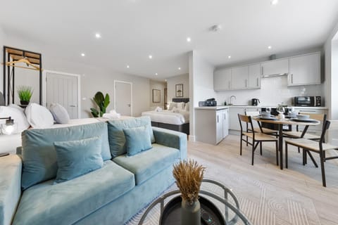 Kitchen or kitchenette, Living room, Dining area, dishwasher, oven, stove