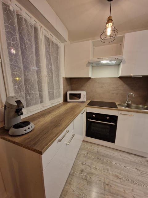 Kitchen or kitchenette, oven, stove, toaster
