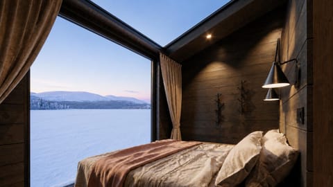 Bed, Natural landscape, Lake view, Mountain view