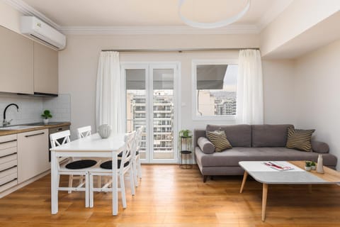 Kitchen or kitchenette, Living room, Dining area, air conditioner