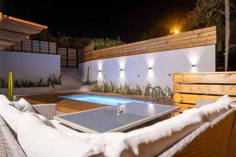 Patio, Night, Pool view, Swimming pool