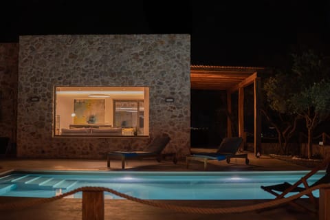 Night, Natural landscape, Pool view, Swimming pool, sunbed