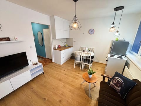 Kitchen or kitchenette, Living room, Seating area, stove