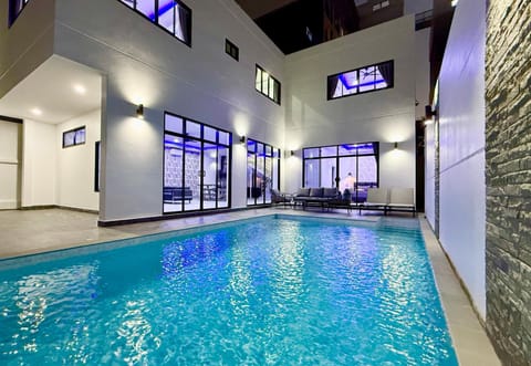 Property building, Night, Swimming pool